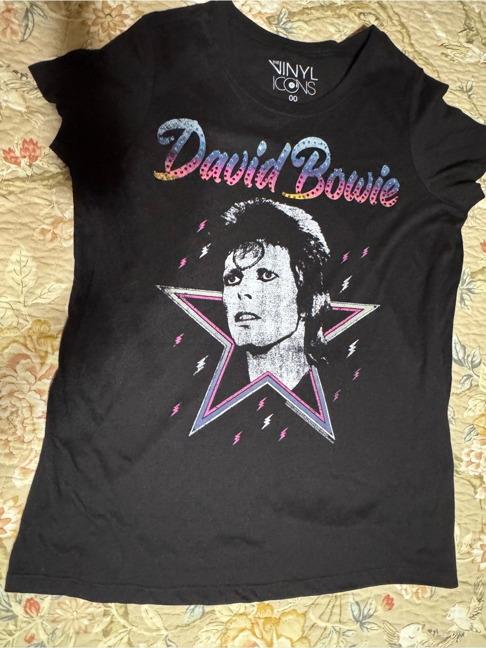 torrid Black David Bowie Graphic Tee with Pink and Blue Accents